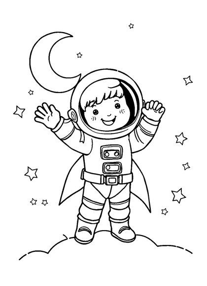 Colouring page preview: A Day at the Planetarium — Little Astronaut