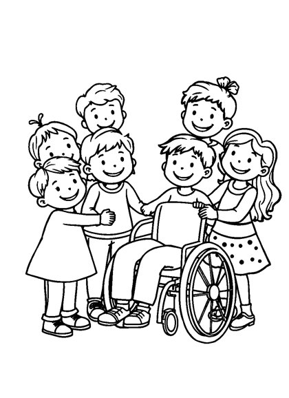 Colouring page preview: Different Not Less — Friends Together