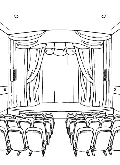 Colouring page preview: Malee Visits the Royal Theatre — On Stage