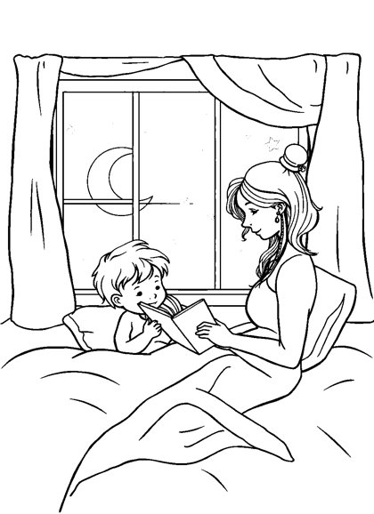 Colouring page preview: Mama Love — Bedtime Story