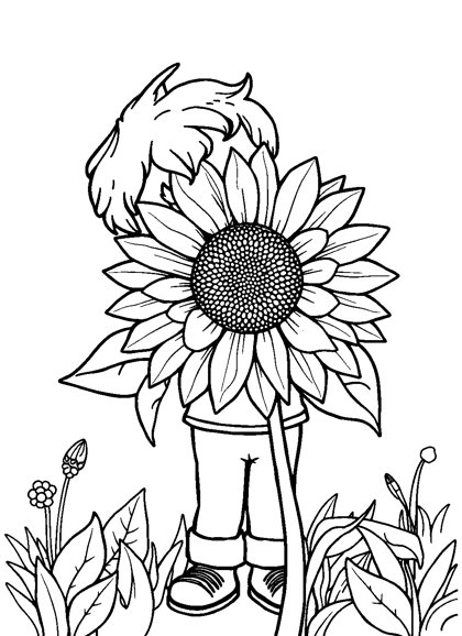 Colouring page preview: The Sun of My Days — Giant Sunflower